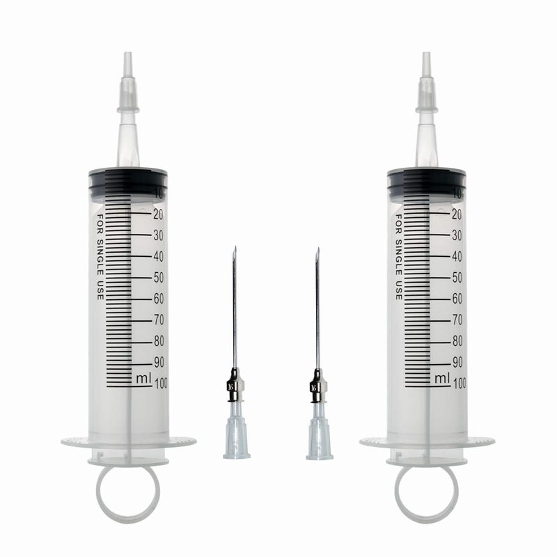 SHAOTONG 2Pcs-100ml Syringe, 100cc Kitchen Glue Dispenser, Large Volume Plastic Syringe With Needle for Dispensing (100ml-B) - Image 1